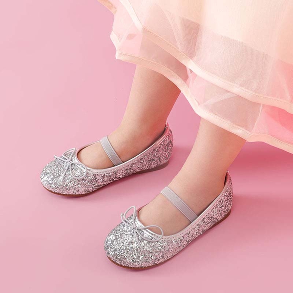 Girl's Ballerina Flat Shoes - SILVER - 4